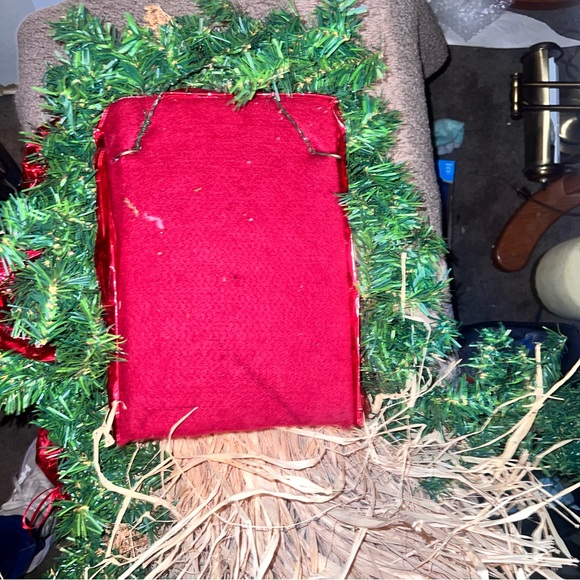 Vintage Santa Hanging Figure Straw Raffia Beard & Mustache 26” by 15” - Picture 9 of 9